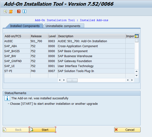 Updated list of installed Add-Ons